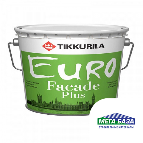 Краска водно-дисперсионная акриловая TIKKURILA EURO FACADE фасадная 9 л