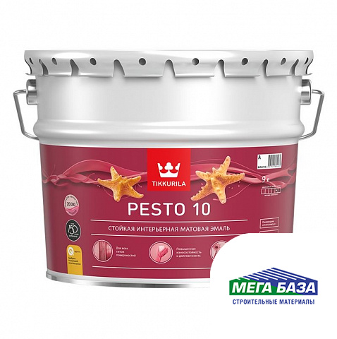 Эмаль интерьерная матовая алкидная TIKKURILA PESTO 10 9 л