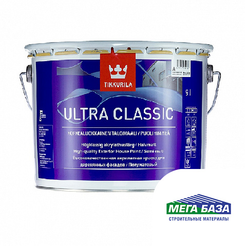 Краска для деревянных поверхностей TIKKURILA ULTRA CLASSIC 9 л