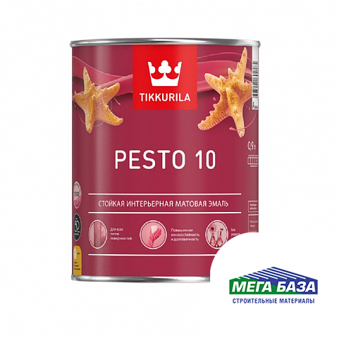 Эмаль интерьерная матовая алкидная TIKKURILA PESTO 10 0,9 л