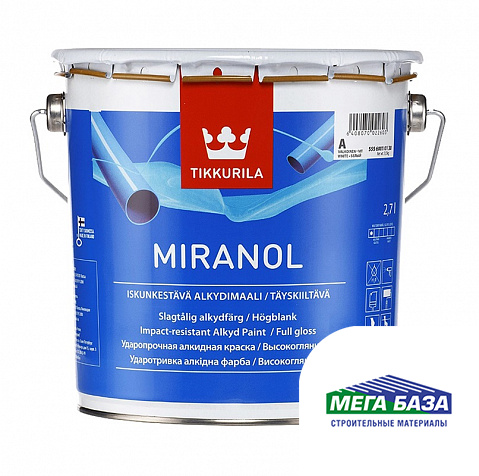 Эмаль для дерева и металла глянцевая алкидная TIKKURILA MIRANOL 2,7 л