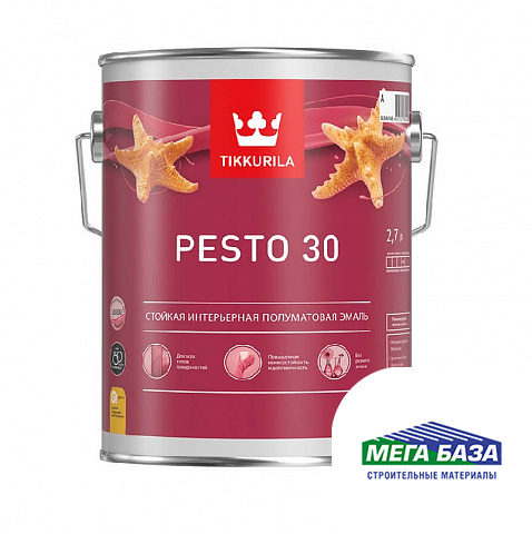 Эмаль интерьерная полуматовая алкидная TIKKURILA PESTO 30 2,7 л