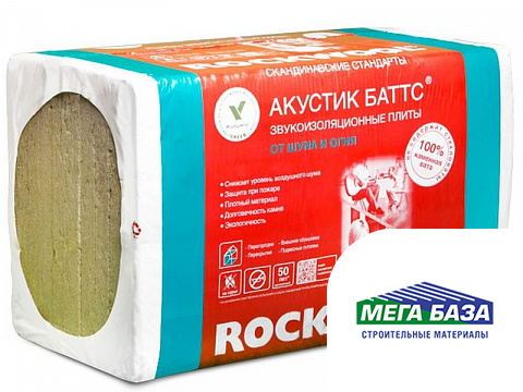 Звукоизоляция Rockwool Акустик Баттс 1000х600х50 мм 6 м²