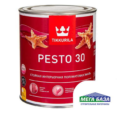 Эмаль интерьерная полуматовая алкидная TIKKURILA PESTO 30 0,9 л