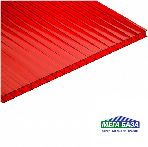 Сотовый поликарбонат цвет красный 2100х12000х10 мм