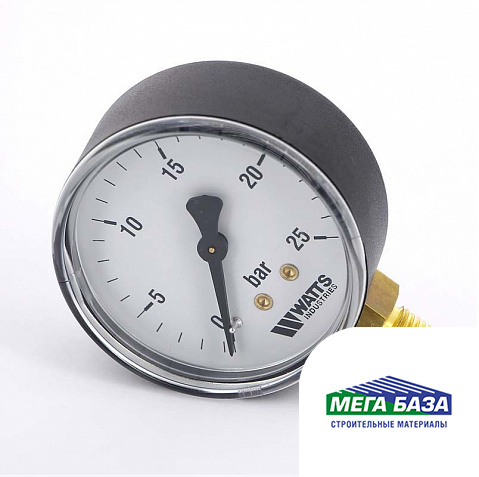 Манометр вертикального подключения Watts 1/2" (80мм/25 бар)